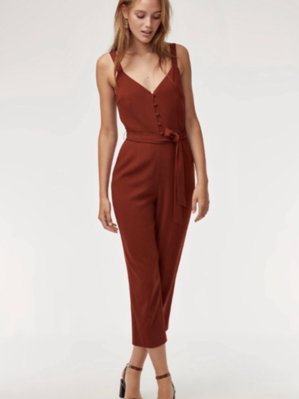 NWT Little Moon Petunia Jumpsuit Front Button White Dressy NO BELT